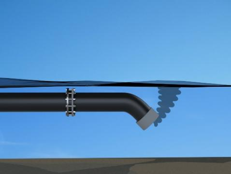 Pump intake too high causing vortexing and cavitation on a dam or return water facility